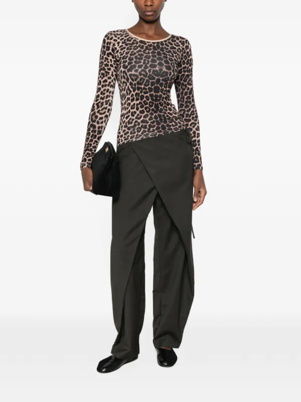 Baserange Emily leopard-print long-sleeve Top | Neutrals | FARFETCH RO