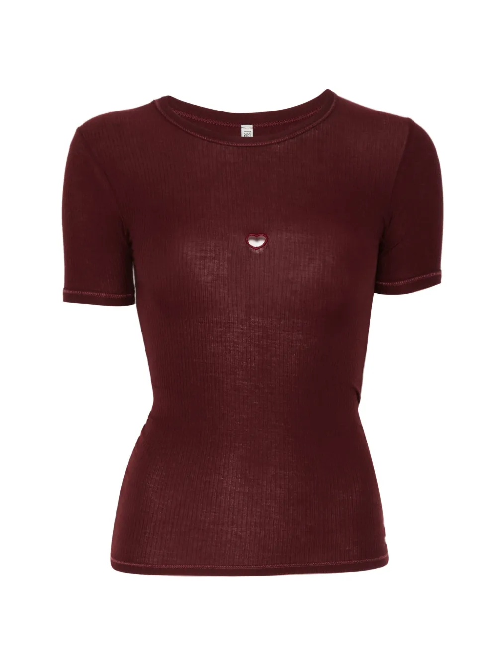 Baserange heart-cutout ribbed T-shirt