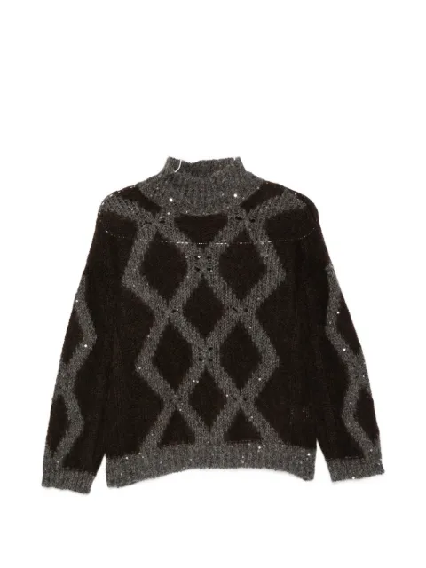 PANICALE argyle-knit sequin-embellished sweater