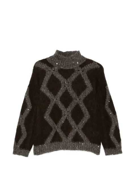 PANICALE argyle-knit sequin-embellished sweater