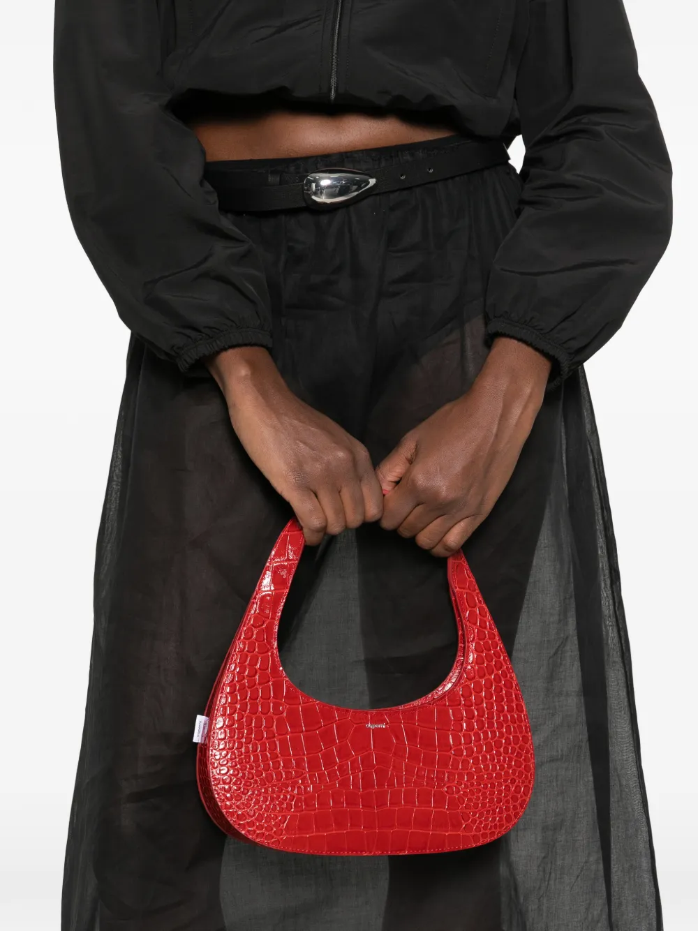 Coperni Swipe croc-effect leather shoulder bag Rood