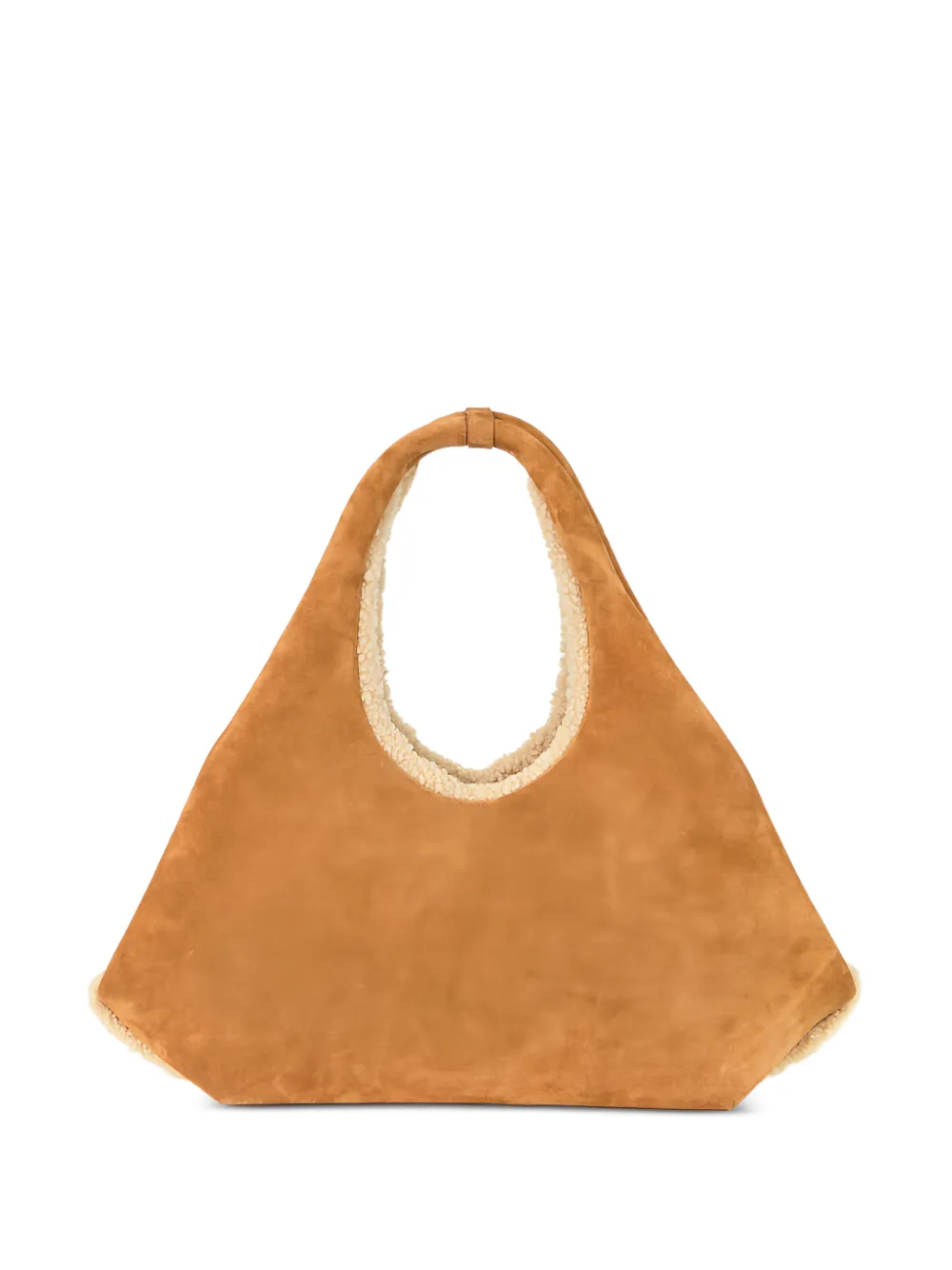 Coperni shearling-trim folded shoulder bag - Marrone