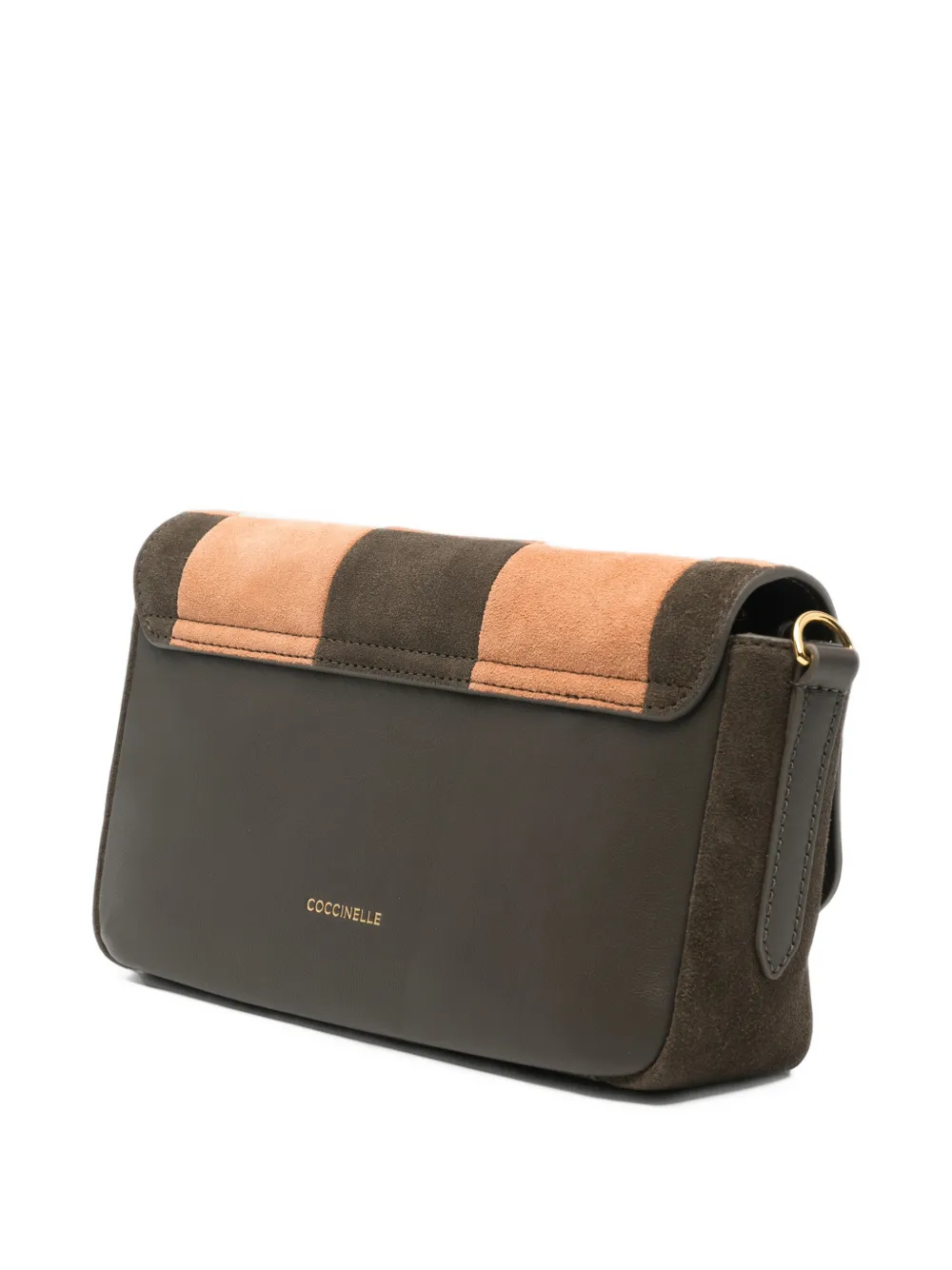 Coccinelle C-Me Lock check-pattern clutch bag Beige