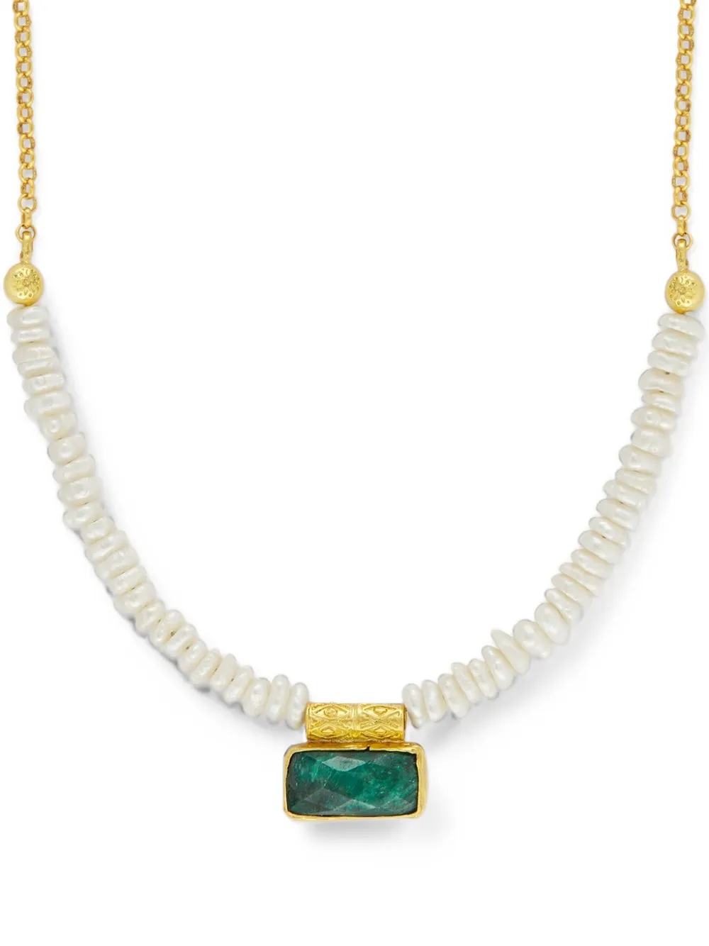 Ottoman Hands Noelle pearl emerald necklace - Oro