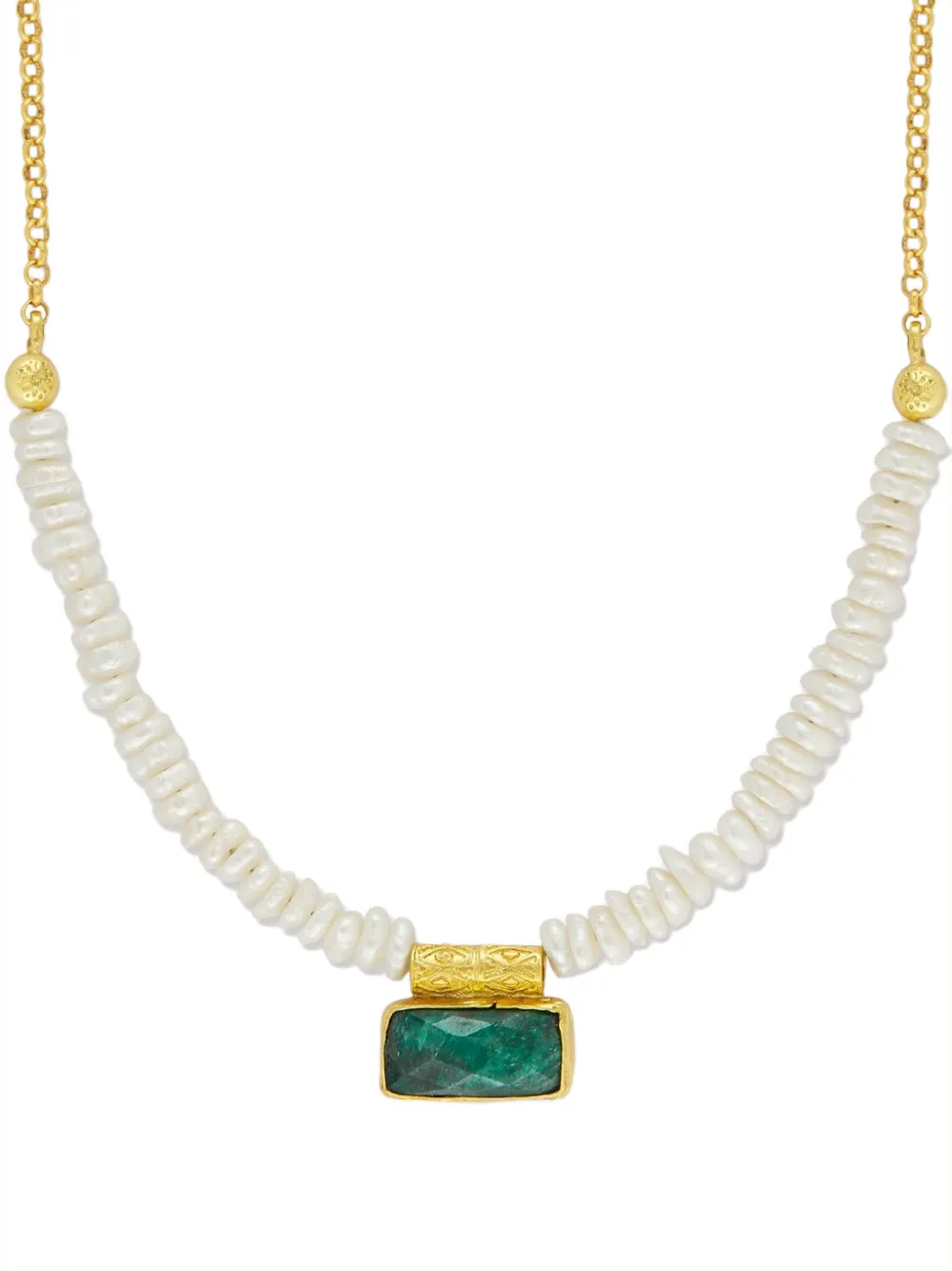 Ottoman Hands Noelle pearl emerald necklace - Oro