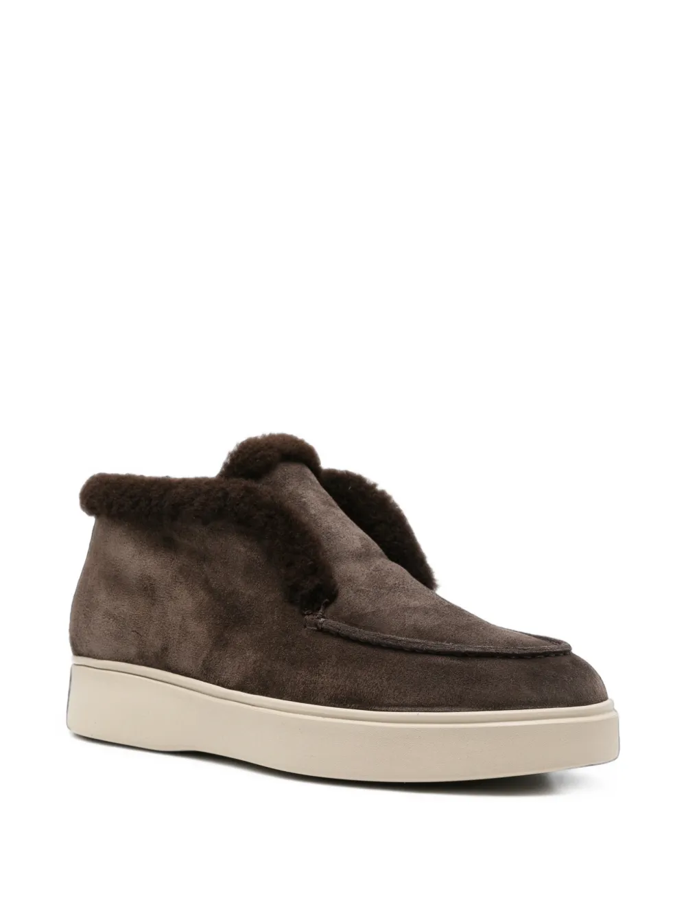 Officine Creative Frame shearling-trim suede ankle boots Bruin