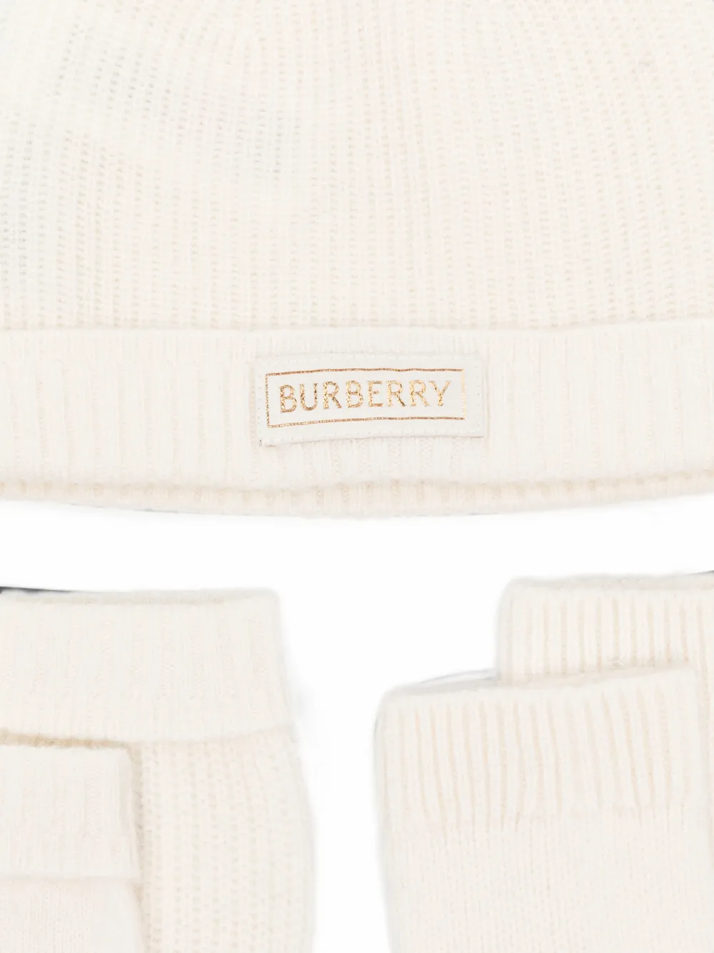 Burberry Kids logo-patch ribbed-knit set of five pieces Beige