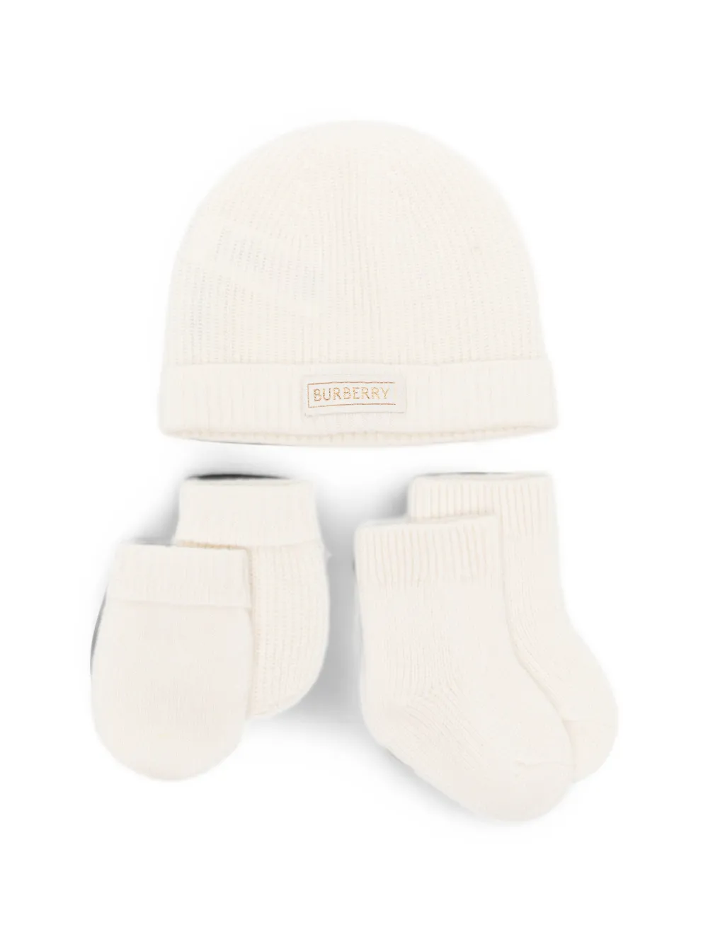 Burberry Kids logo-patch ribbed-knit set of five pieces - Nude