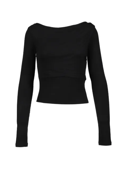 BOHEMSEO blusa de canalé con diseño retorcido