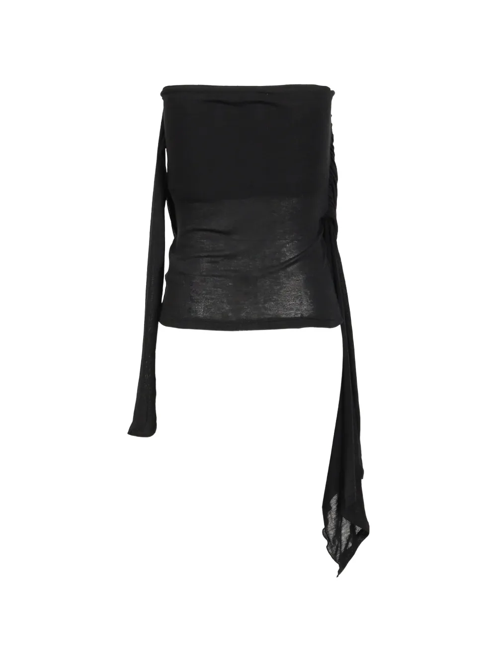 BOHEMSEO Signature twist-drape tube strapless blouse