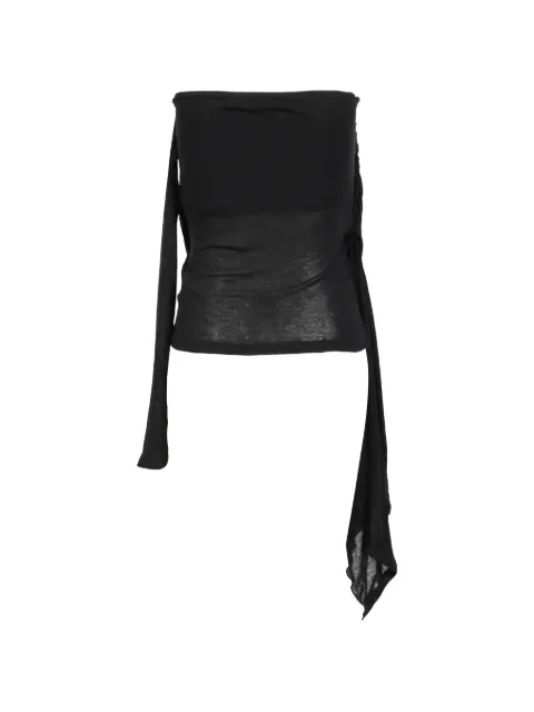 BOHEMSEO Signature twist-drape tube strapless blouse