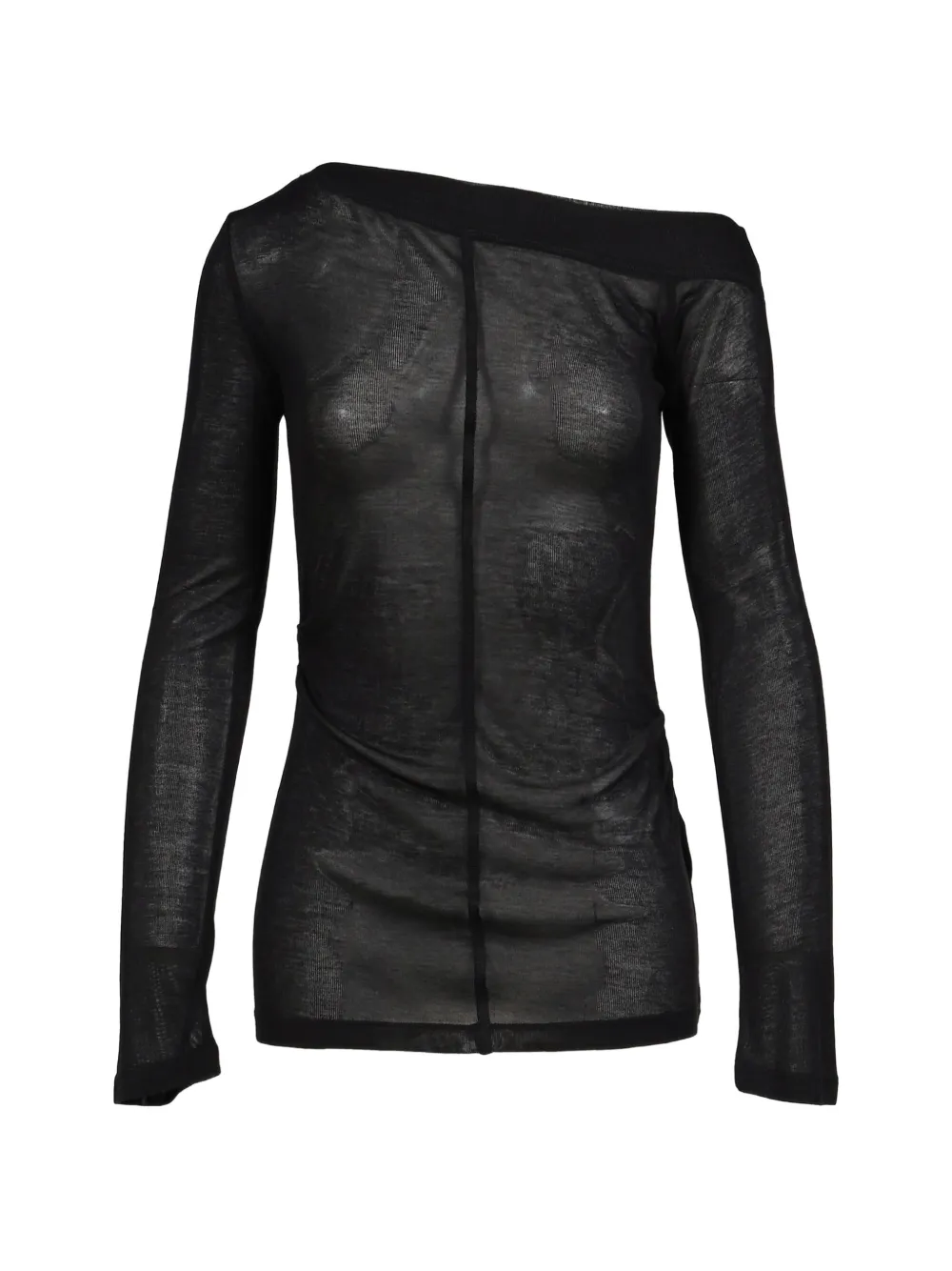 BOHEMSEO off-shoulder sheer long-sleeved T-shirt