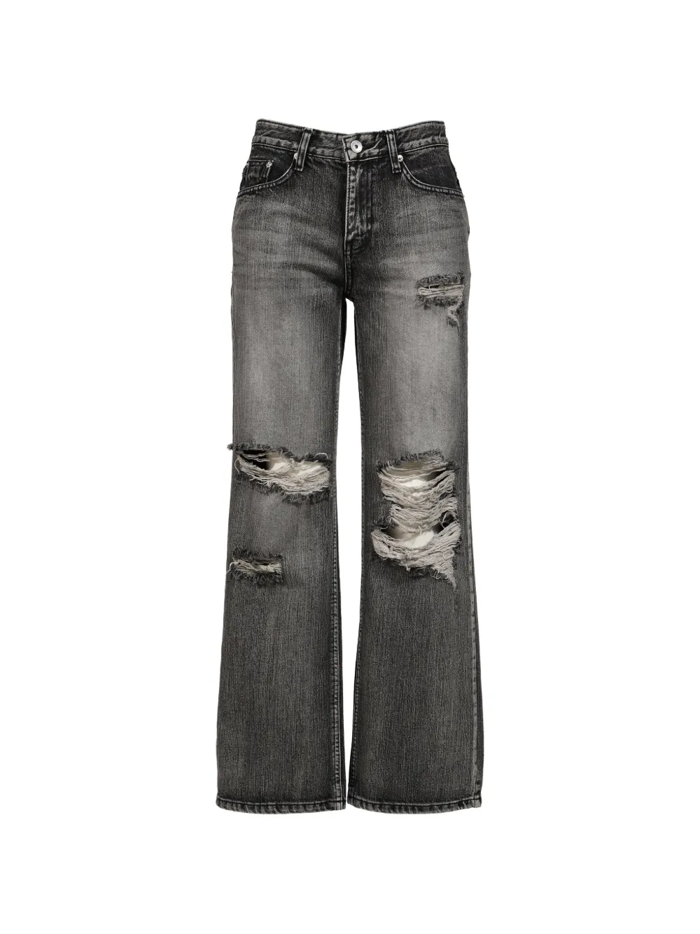 BOHEMSEO Jeans a gamba ampia con effetto vissuto - Grigio