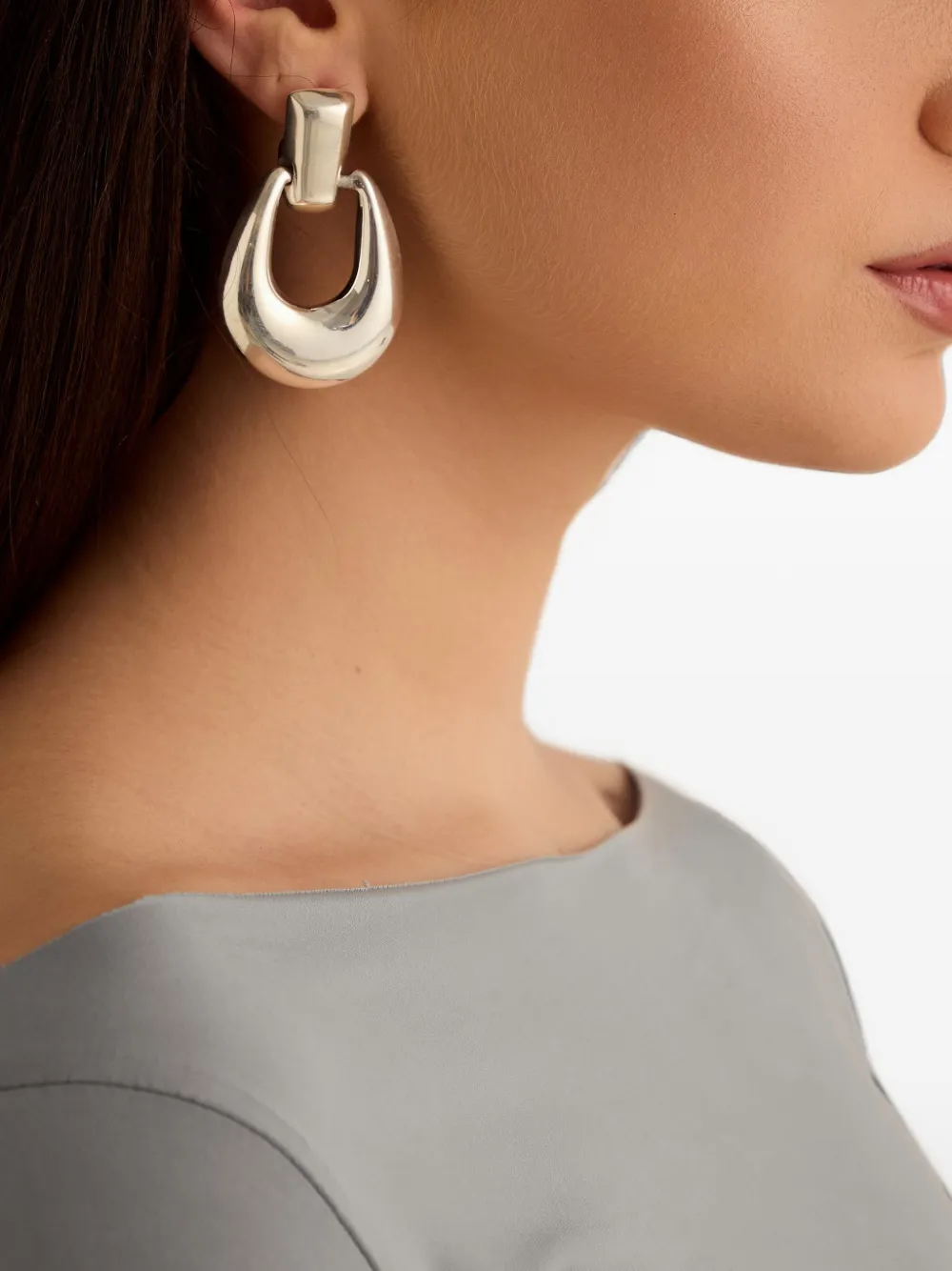 OBSIDIAN Elvira oval-shaped earrings - Argento