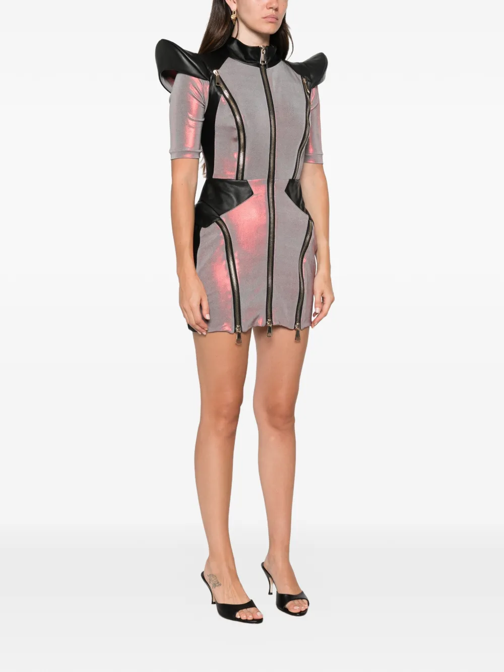 MITILIANE COUTURE Mini-jurk met rits en hologram-effect Grijs
