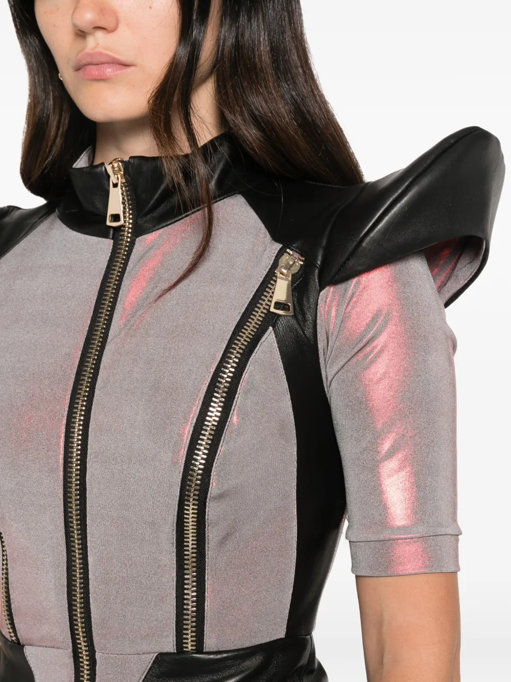 MITILIANE COUTURE Mini-jurk met rits en hologram-effect Grijs