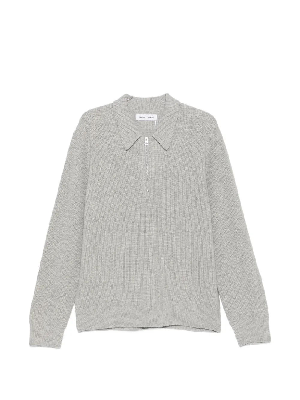 SAMSOE SAMSOE ribbed-knit quarter-zip polo shirt - Grigio