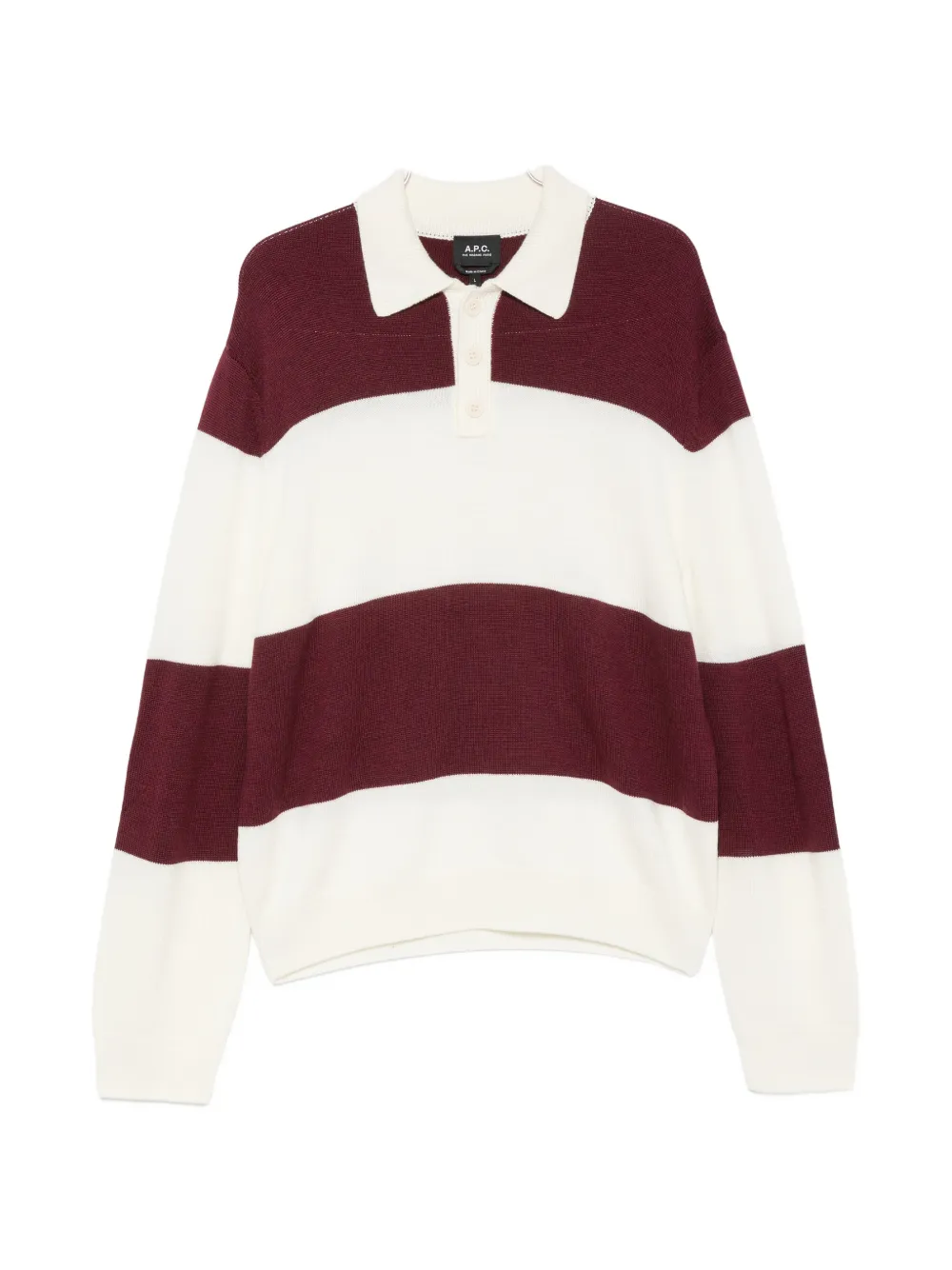 A.P.C. striped polo-collar sweater - Bianco