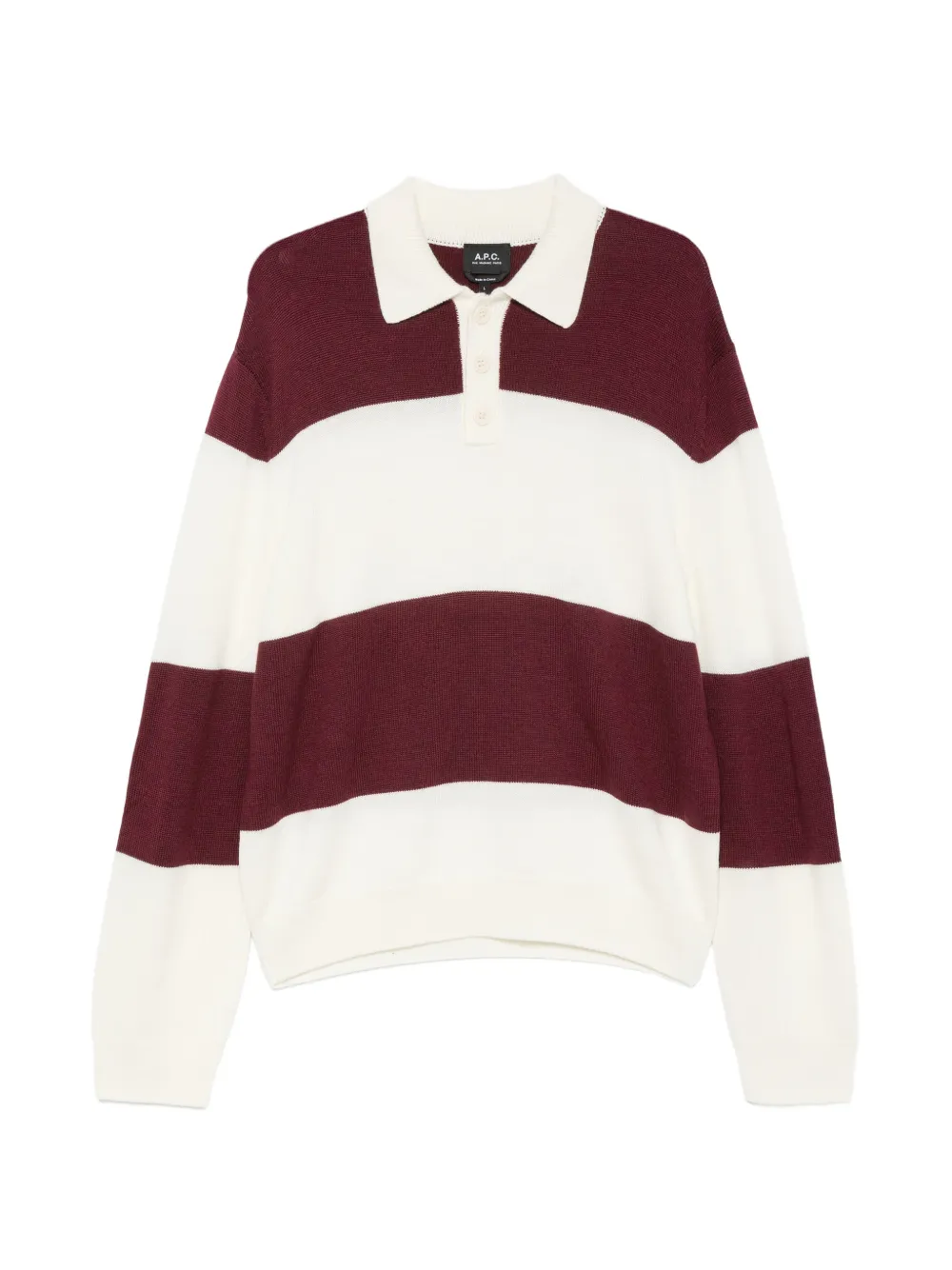 A.P.C. pull rayé à col polo | blanc | Image 1