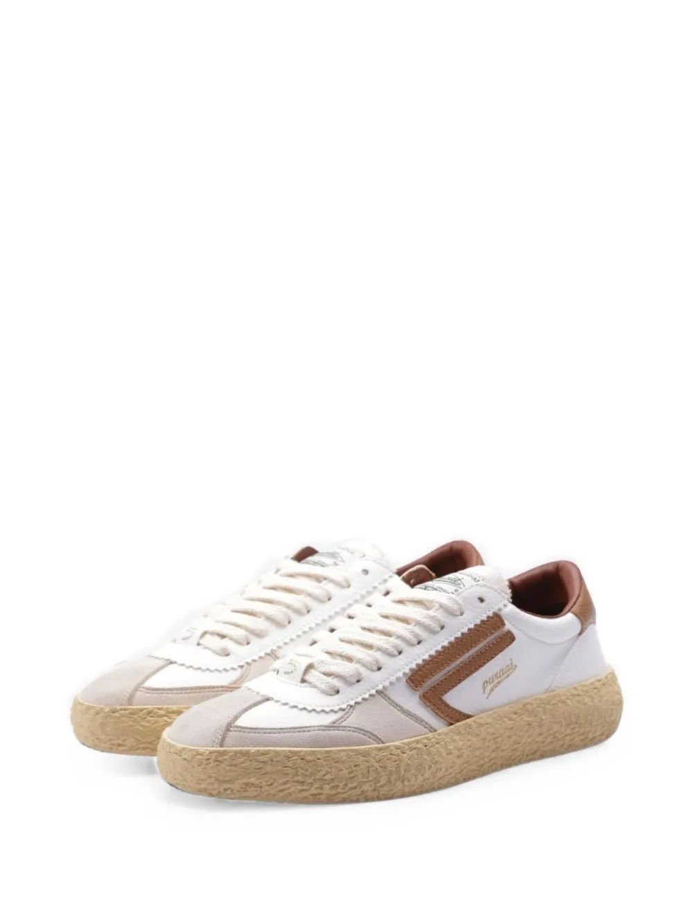 Puraai panelled leather sneakers Wit