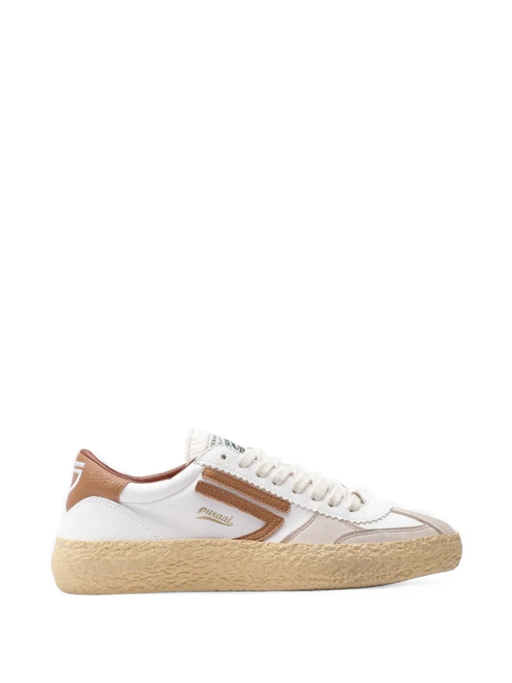 Puraai panelled leather sneakers Wit