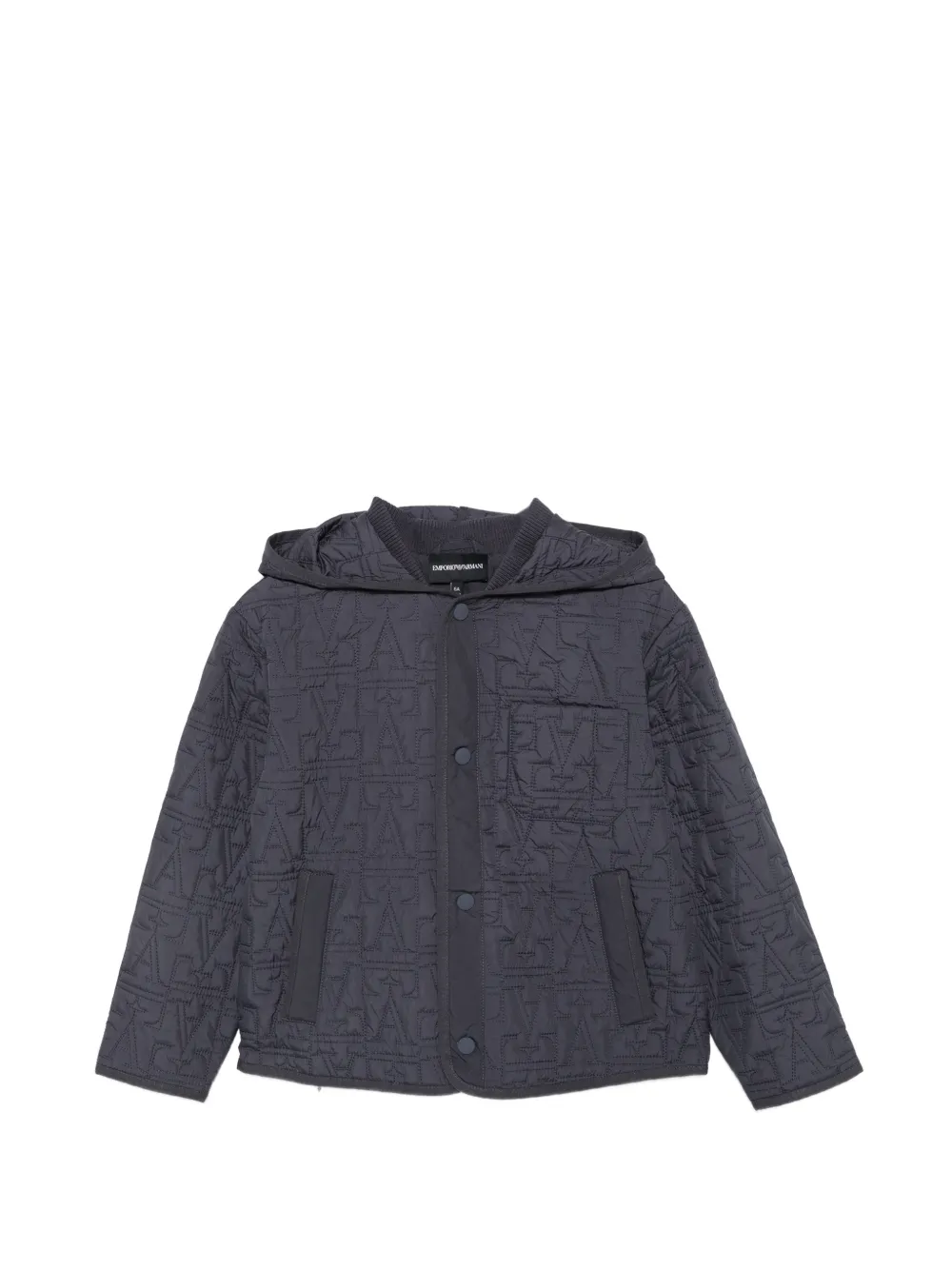 Emporio Armani Kids logo-quilted hooded jacket - Grigio
