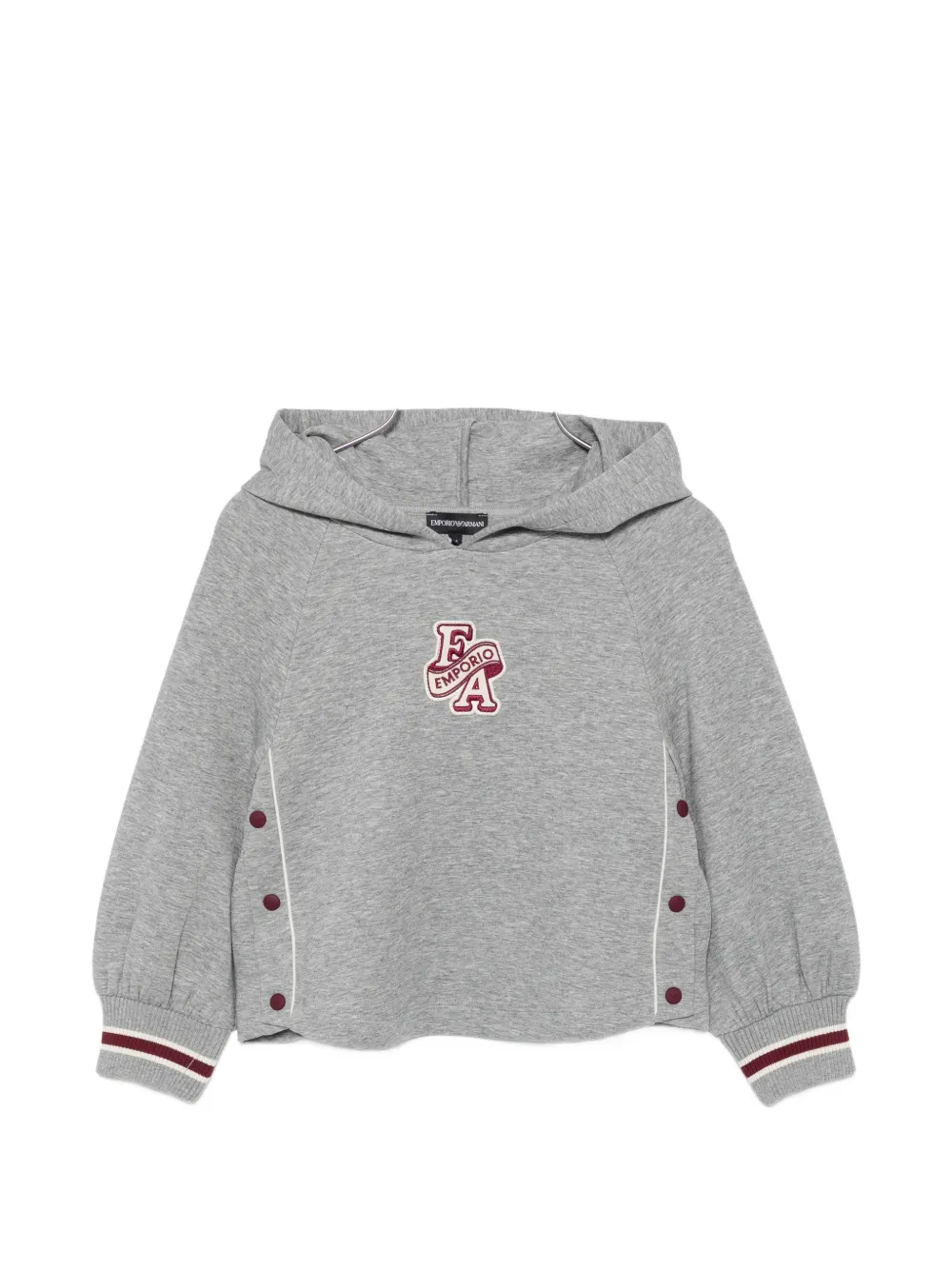 Emporio Armani Kids logo-patch button-detail hoodie - Grigio