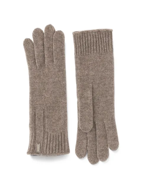 Paul & Shark logo-plaque ribbed-knit gloves