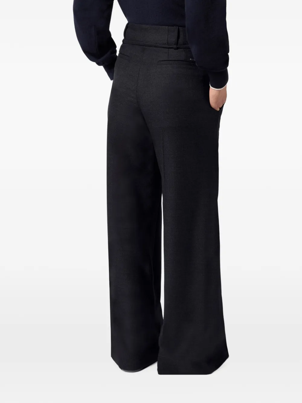 Paul & Shark Wollen twill palazzo broek Zwart