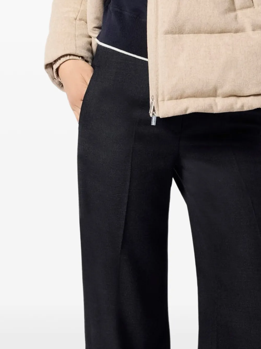 Paul & Shark Wollen twill palazzo broek Zwart