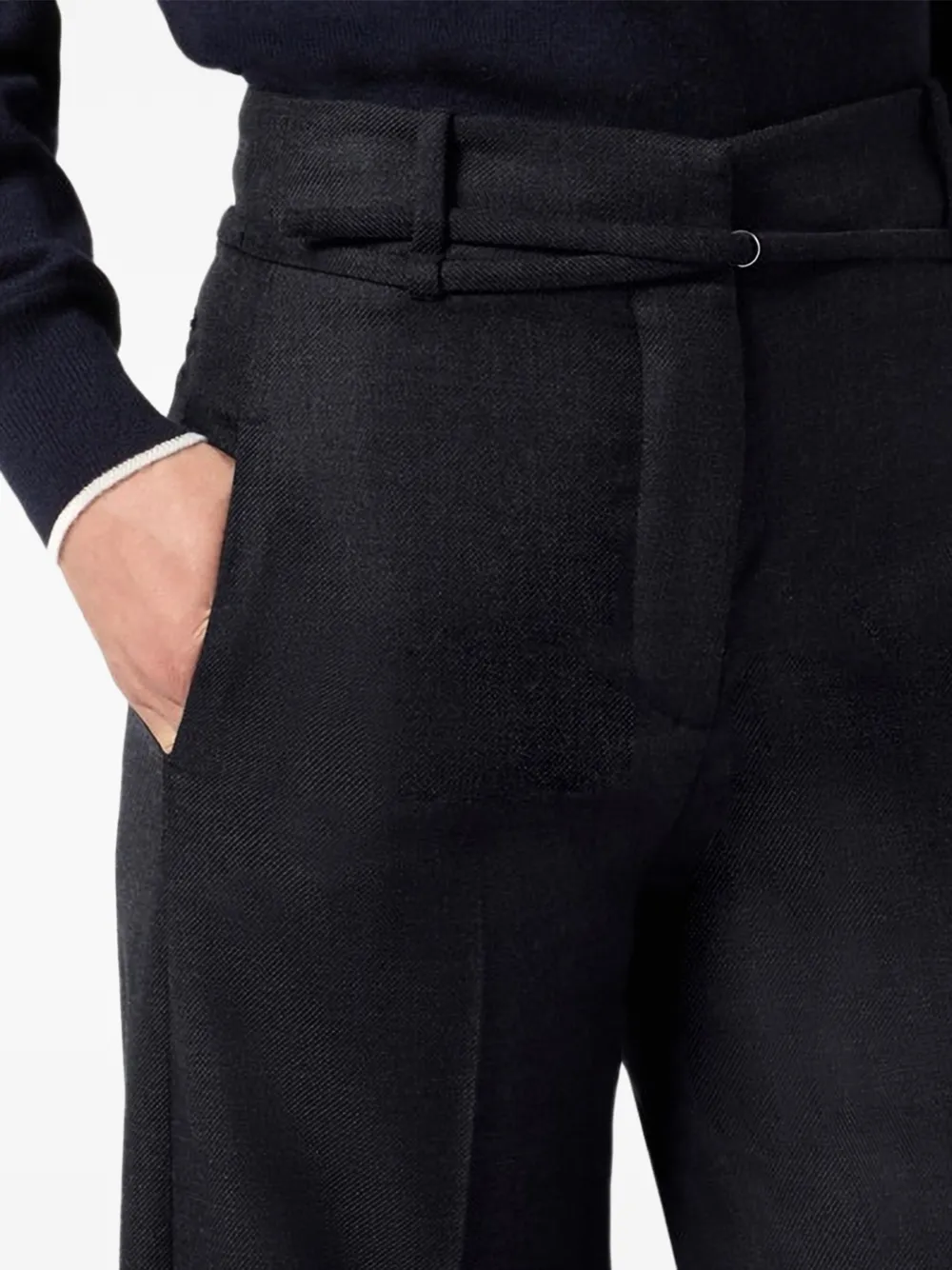 Paul & Shark Wollen twill palazzo broek Zwart