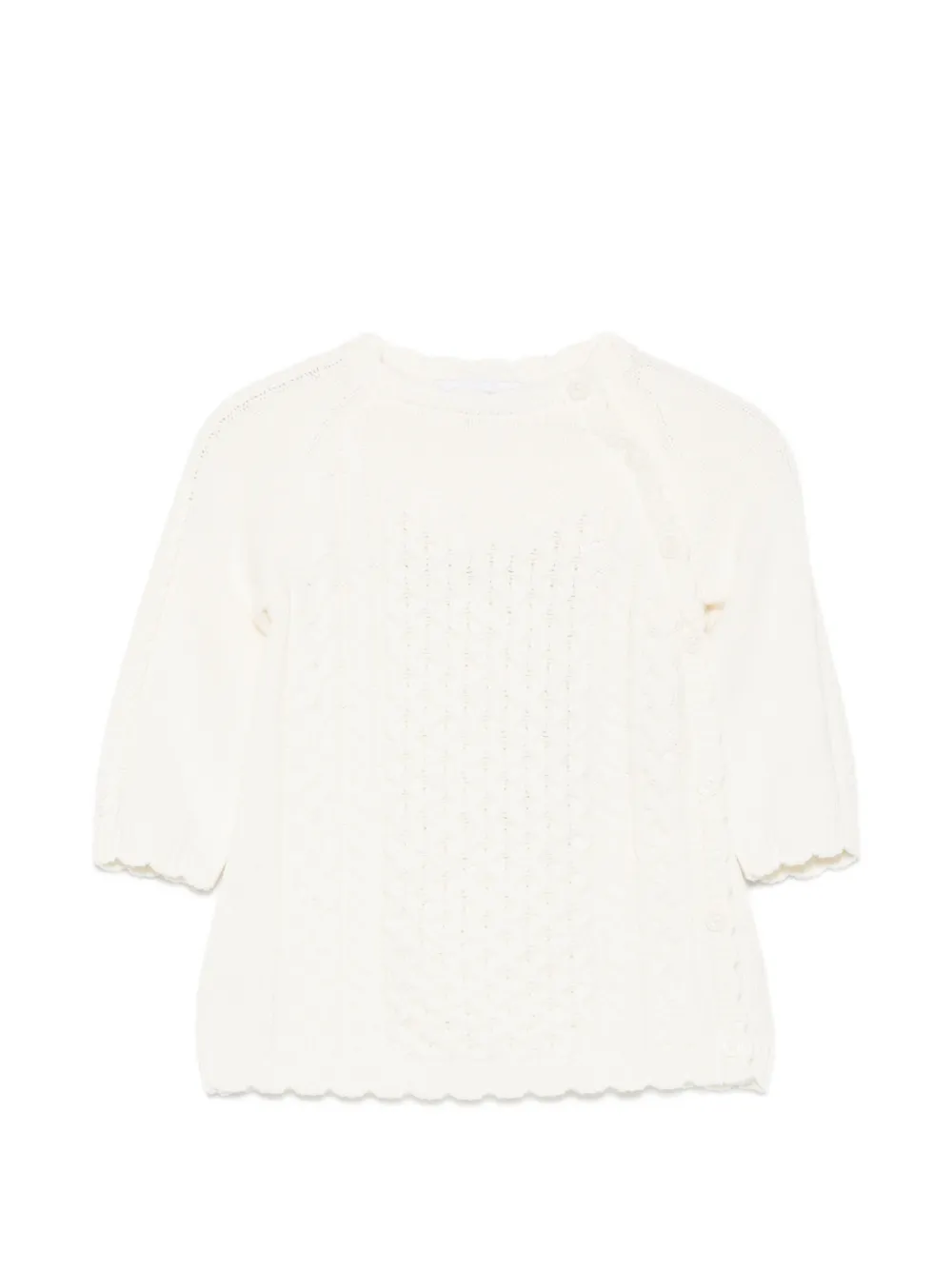 Emporio Armani Kids cable-knit scalloped cardigans - Bianco