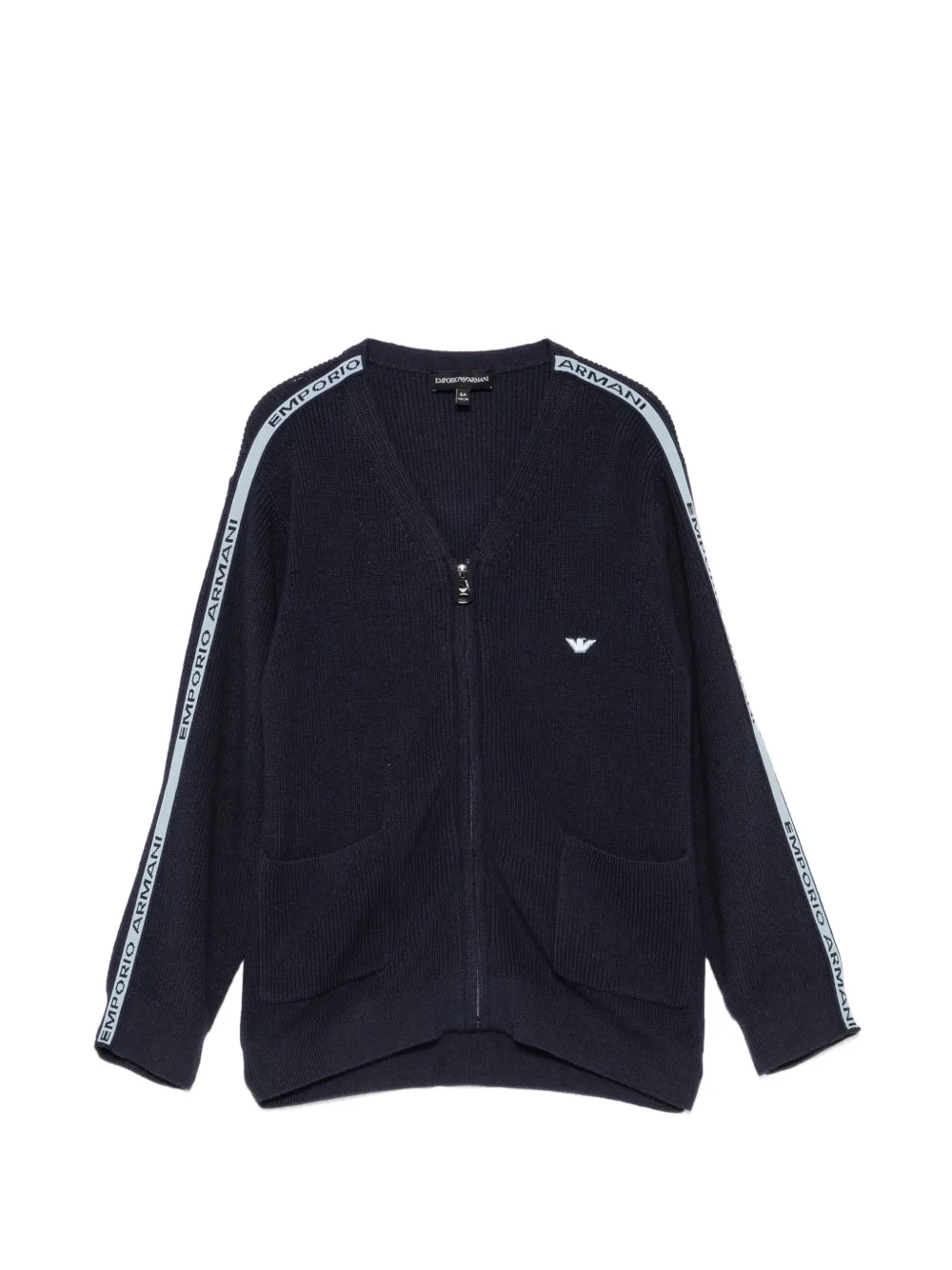 Emporio Armani Kids Cardigan con zip e logo - Blu