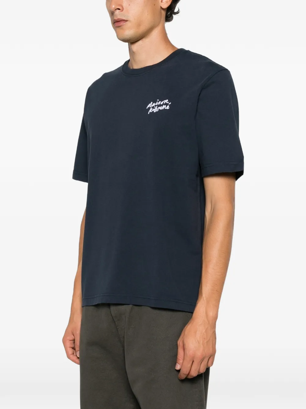 Maison Kitsuné T-shirt met geborduurd logo Blauw