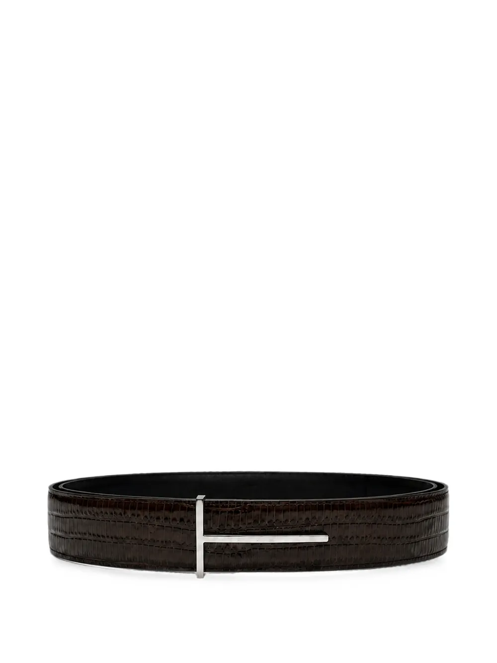 TOM FORD reversible lizard-embossed T-buckle belt - Marrone