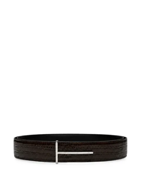 TOM FORD reversible lizard-embossed T-buckle belt