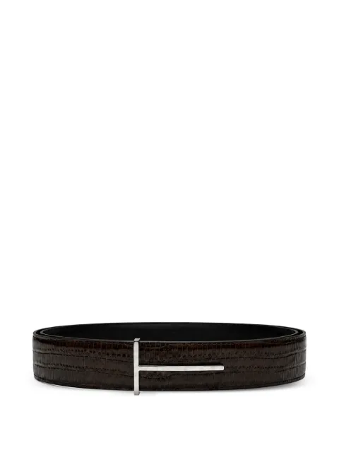 TOM FORD reversible lizard-embossed T-buckle belt