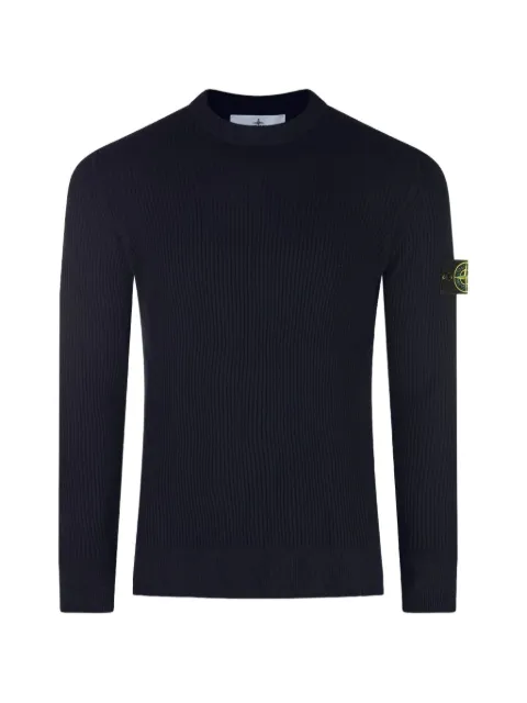 Stone Island ribbed-knit logo-patch sweater