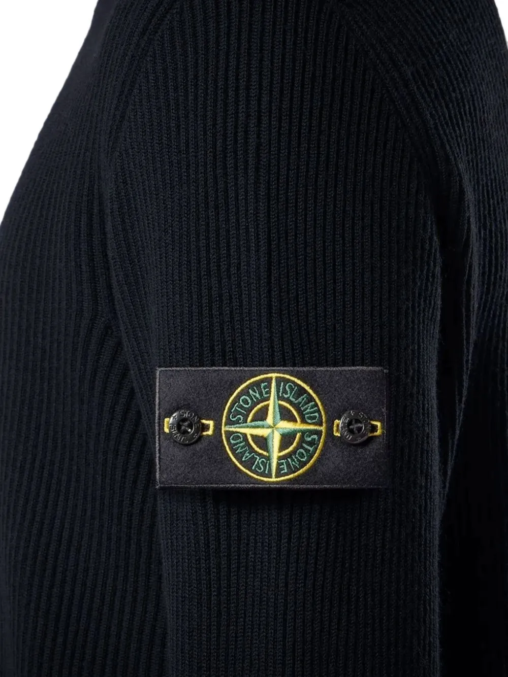 Stone Island ribbed-knit zip-up cardigan Blauw