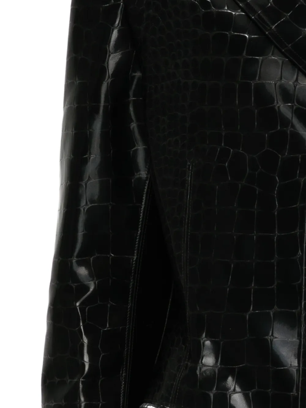 Junya Watanabe Crocodile-effect Notched-lapels Jacket in Black, view 3