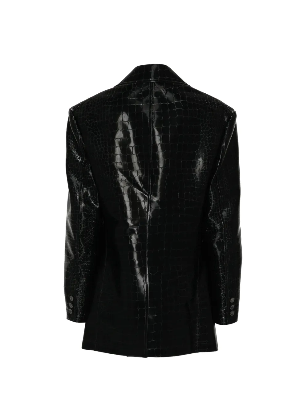Junya Watanabe Crocodile-effect Notched-lapels Jacket in Black, view 2