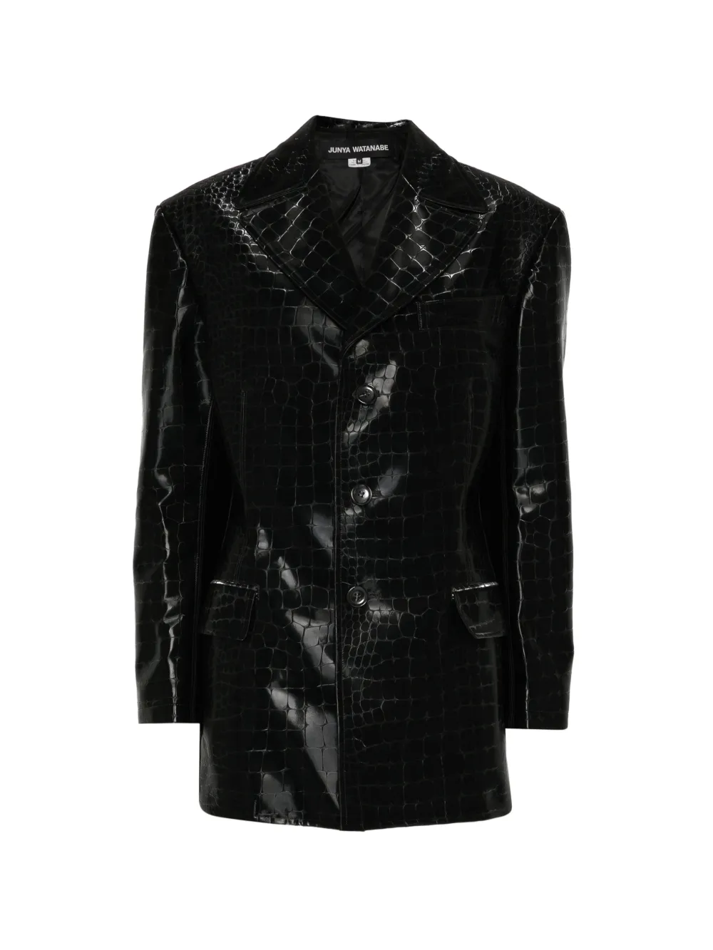Junya Watanabe crocodile-effect notched-lapels jacket · S