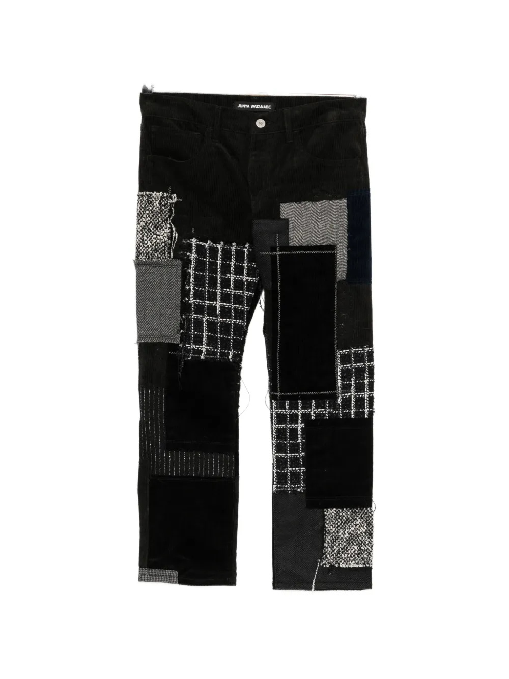 Junya Watanabe patchwork frayed jeans - Nero