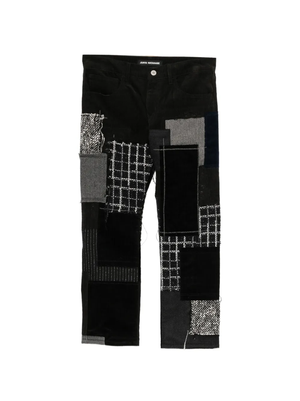 Junya Watanabe patchwork frayed jeans - Nero