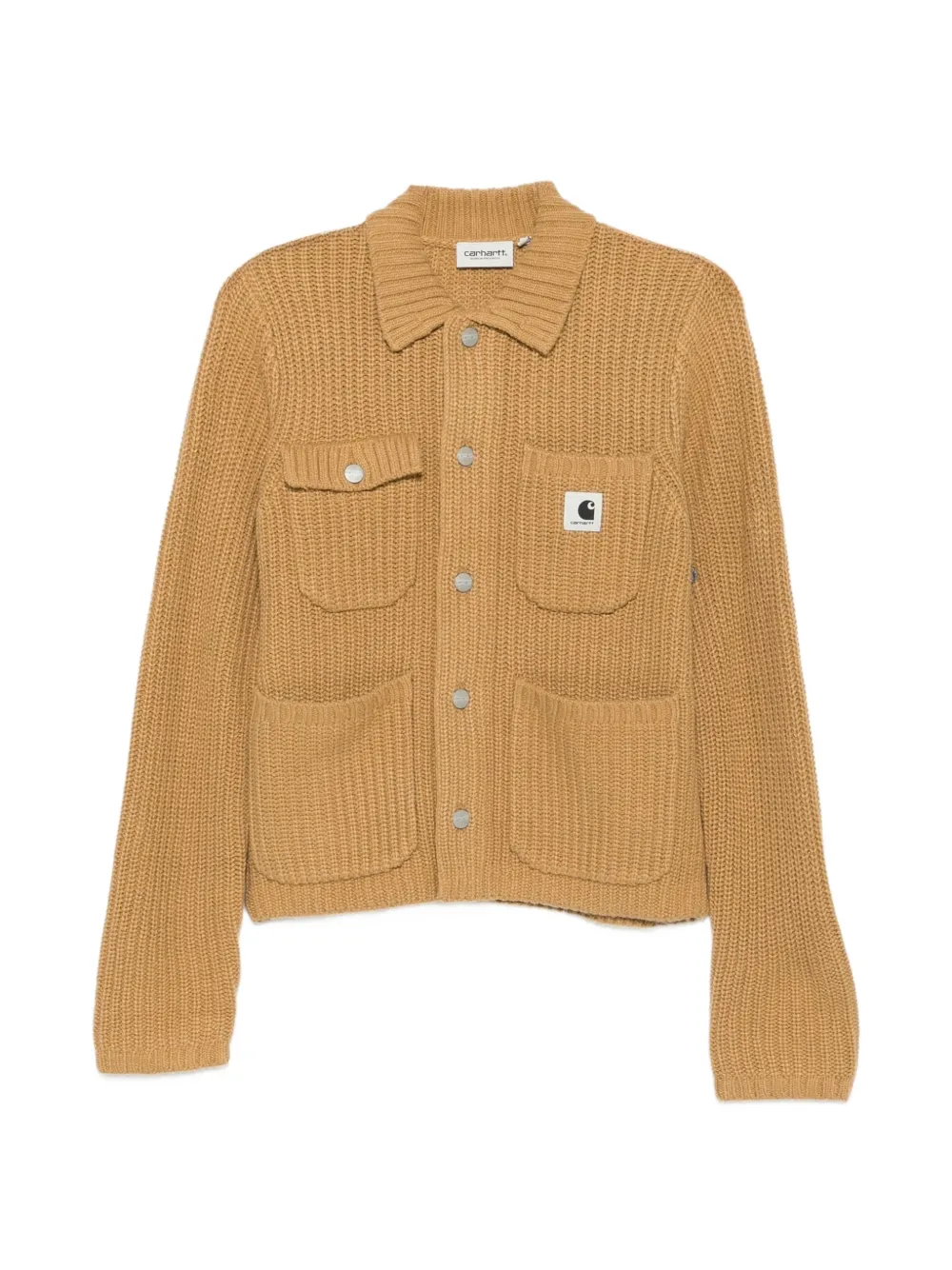 Carhartt WIP logo-patch ribbed-knit cardigan - Marrone