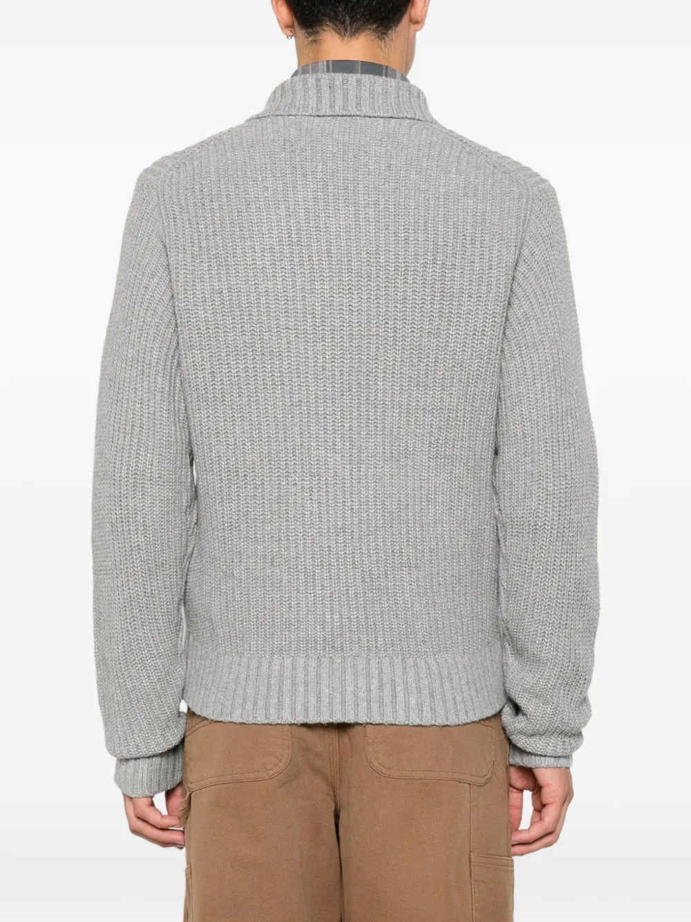 Carhartt WIP Detroit ribgebreide trui met halve rits Grijs