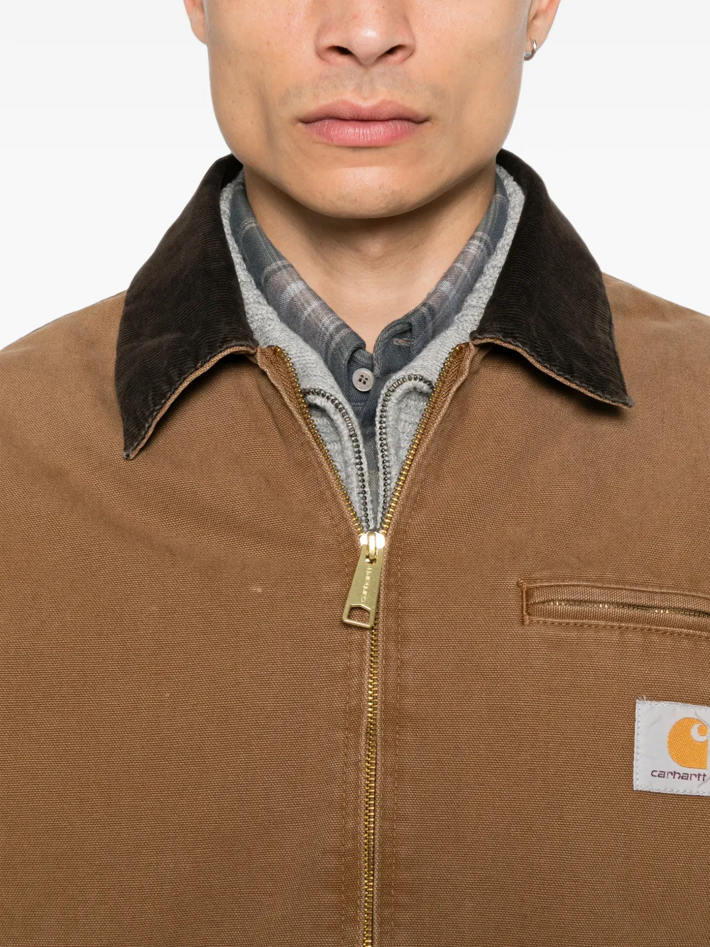 Carhartt WIP OG Detroit shirtjack met ribfluwelen kraag Bruin