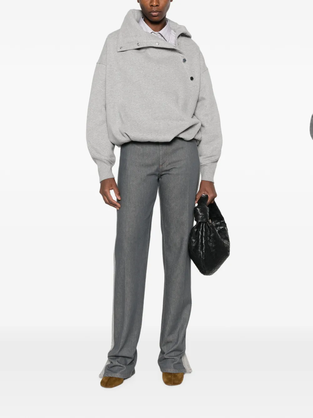 Sportmax Jeans met zijstreep en split bij de zoom Grijs