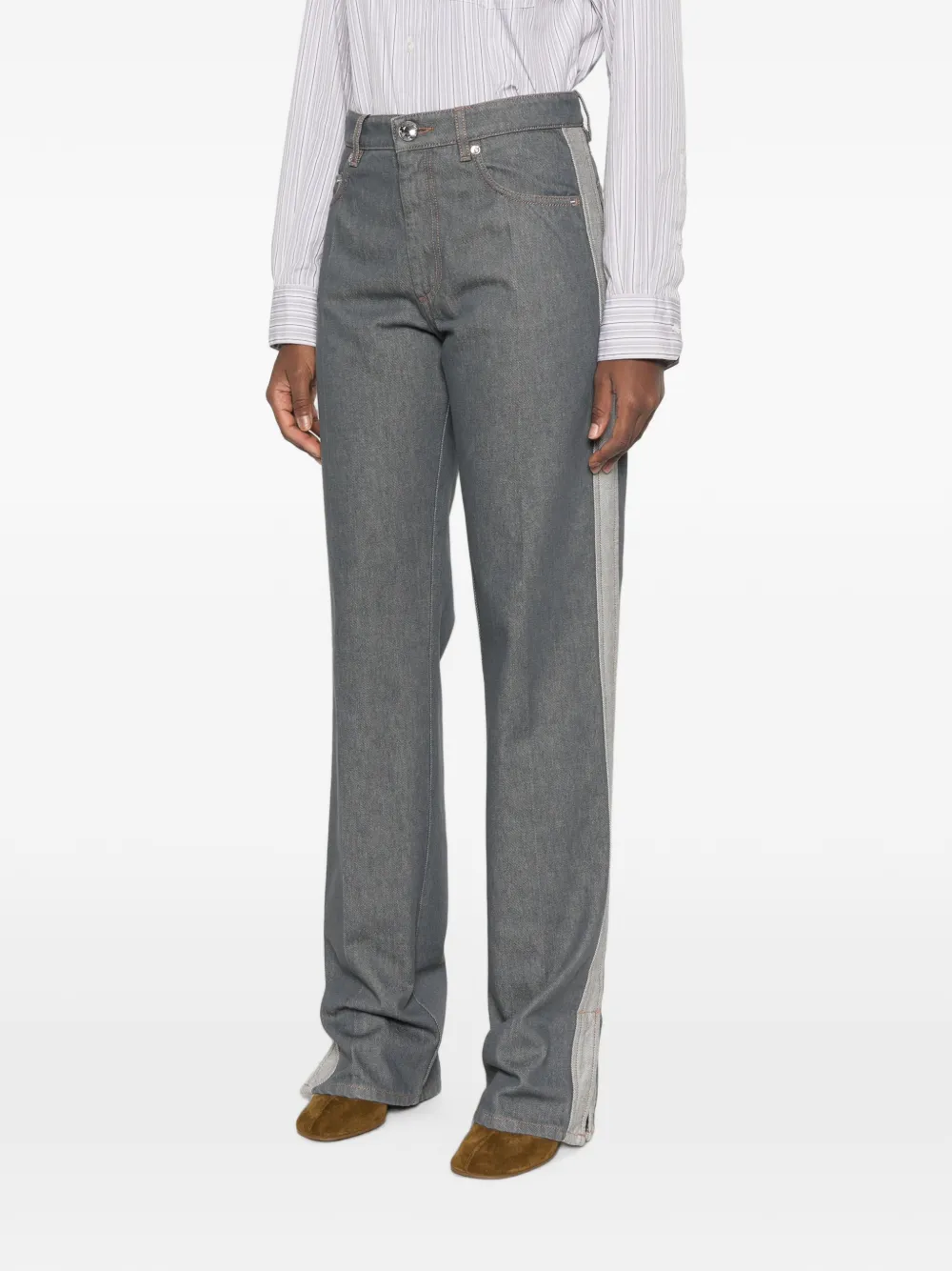 Sportmax Jeans met zijstreep en split bij de zoom Grijs