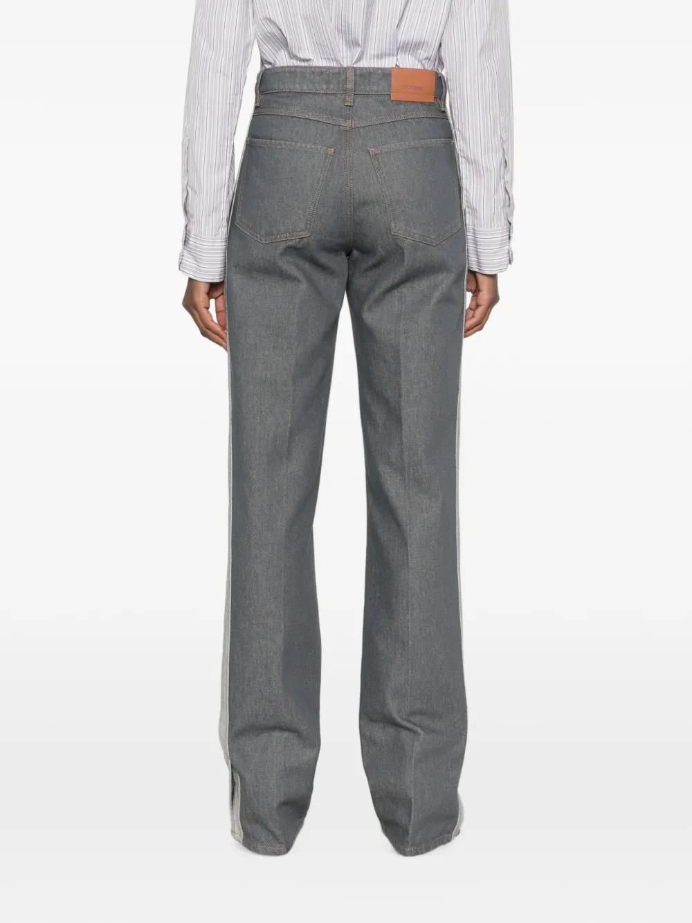 Sportmax Jeans met zijstreep en split bij de zoom Grijs